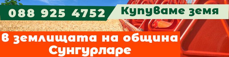 Купуваме земя в землищата на община Сунгурларе - землище с. Черница